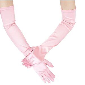 Baby Pink super long nylon Opera formal gloves. One size fits most. NEW Prom